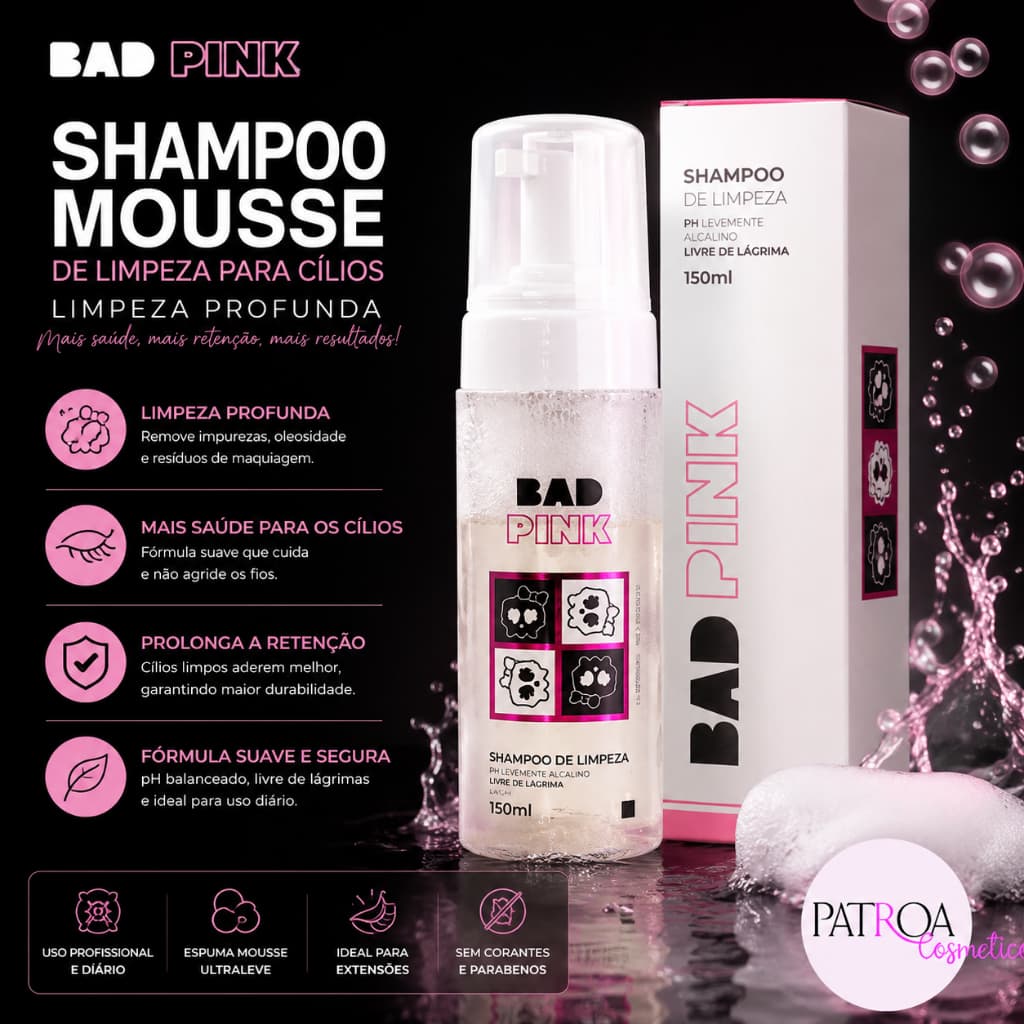 Shampoo Espuma Mousse De Limpeza Bad Pink