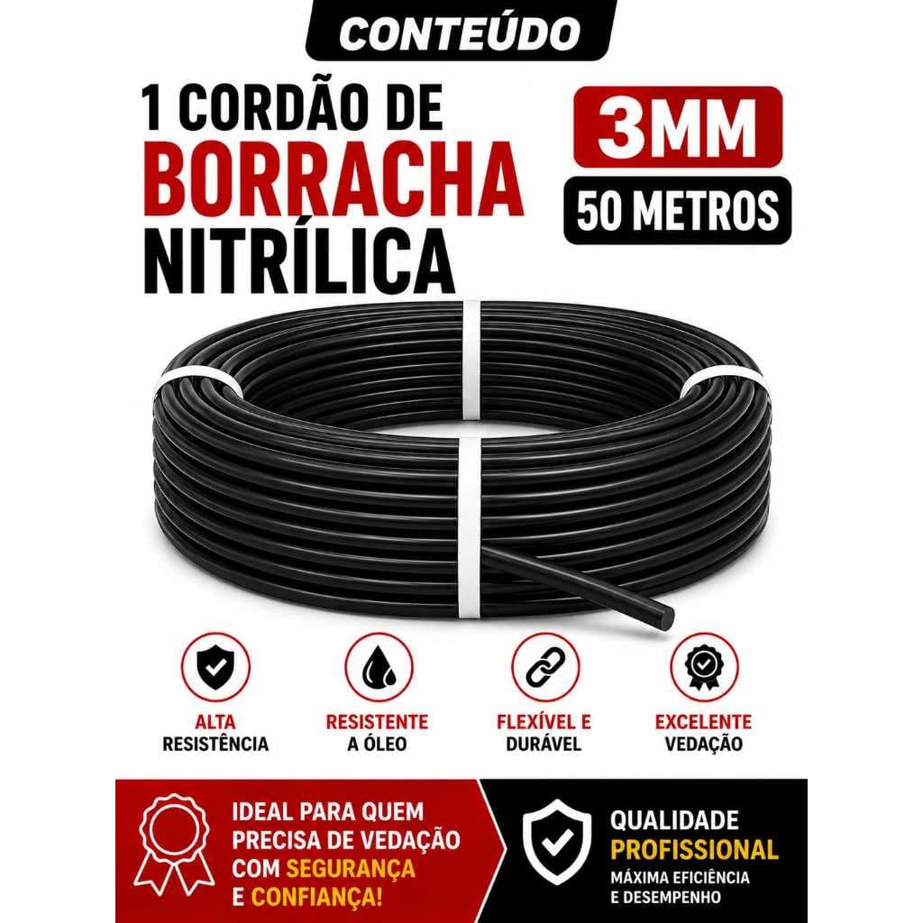 Cordão Borracha Nitrilica Nbr 3mm Vedaçao/oring 50 Mts