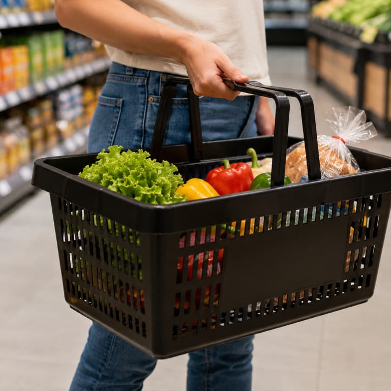🛒 Cesta de Supermercado  Multiuso Preta com Alças Reforçadas – Prática, Resistente e Versátil Mercado
