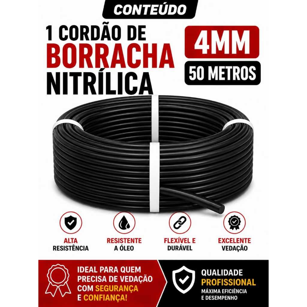 Cordão Borracha Nitrilica Nbr 4mm Vedaçao/oring 50 Mts