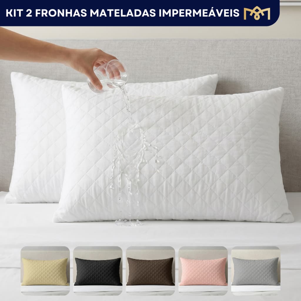Kit 2 Capas Travesseiro Fronha Matelada Impermeável 70x50 Antiácaro e Antialérgico Promoção