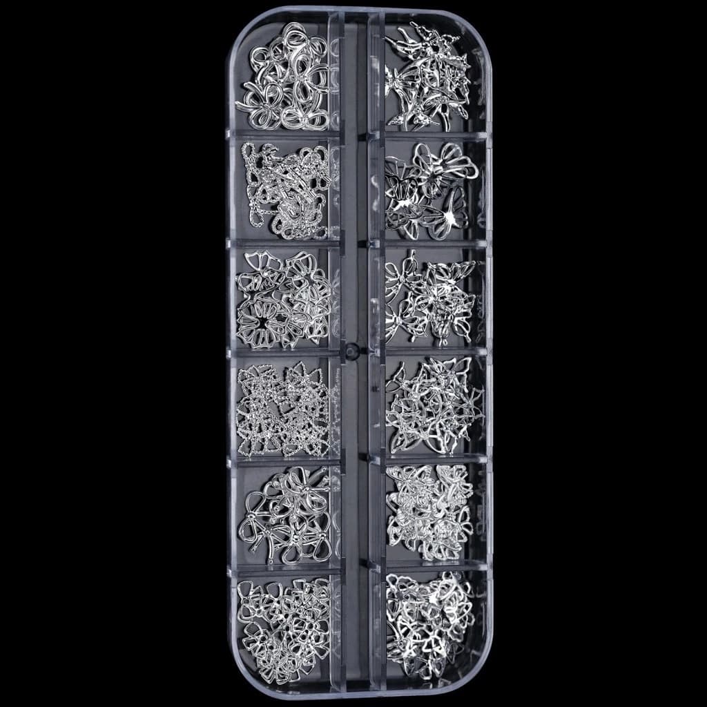 Kit De Decorações Brilhantes Para Arte Em Unhas Com 12 Grades-Amuletos Multitipo Manicure