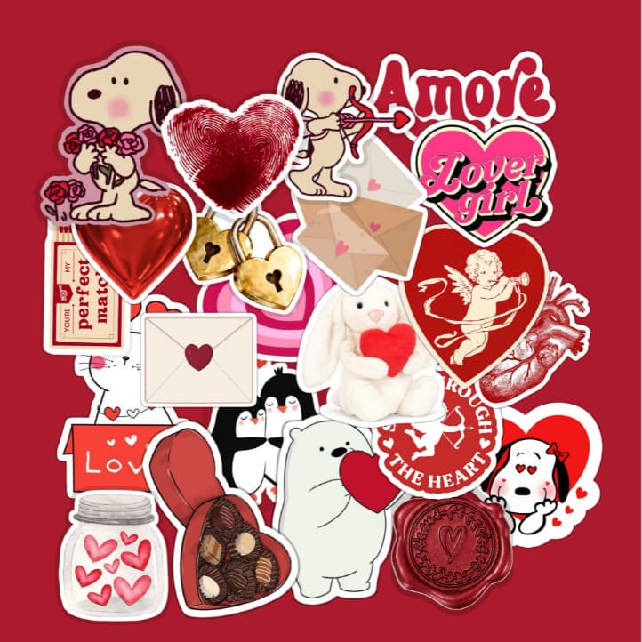 Stickers Adesivos Amor My Valentine Para Decoração e Colagem Junk Journal Diário Scrapbooking