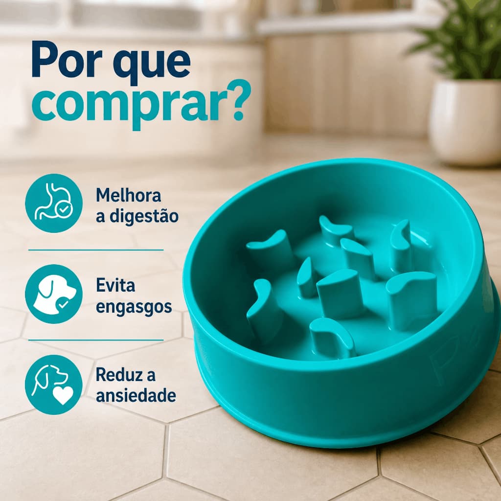 Comedouro Lento Pet Anti-Engasgo Reduz Ansiedade e Melhora Digestão para Pets Animais Cães e Gatos