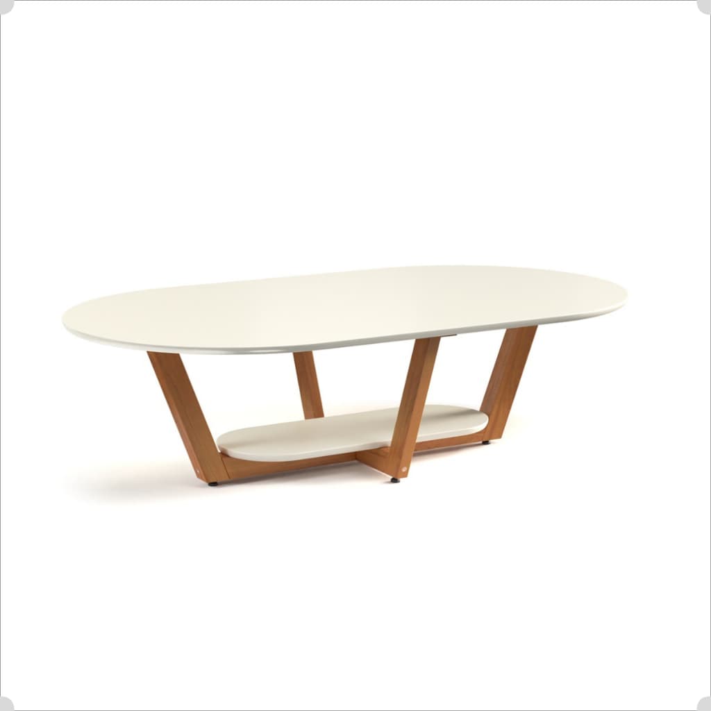 Mesa Elegance Mesinha Central MDF Alta Qualidade Premium Decorativa Tampo Duplo Estilo Industrial