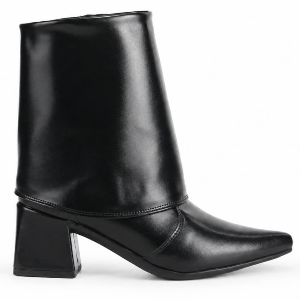 Bota Feminina fuld Over Bico Fino Cano Curto Salto Bloco