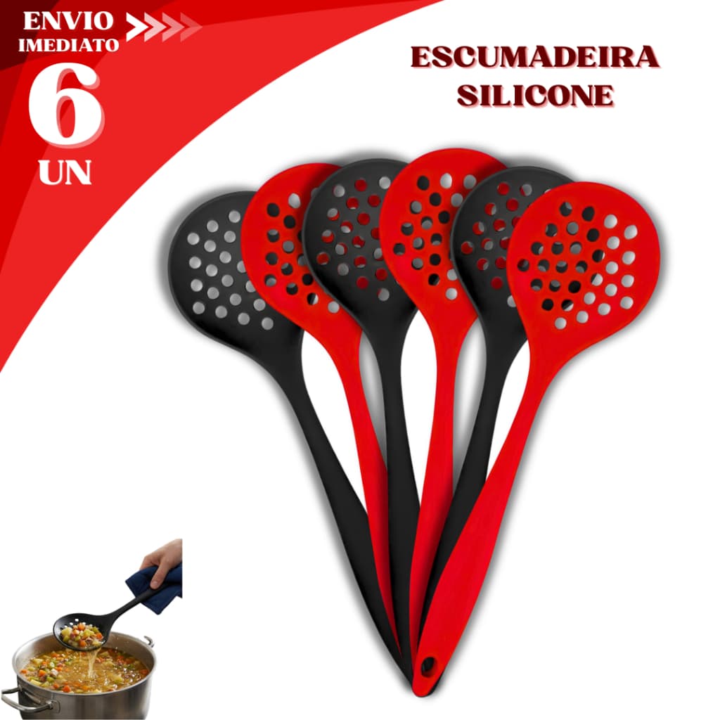 Jogo 6/ 4 ou 2 Escumadeiras de Silicone Vazada para Arroz Casa Restaurante Cozinha Colher Utensílios