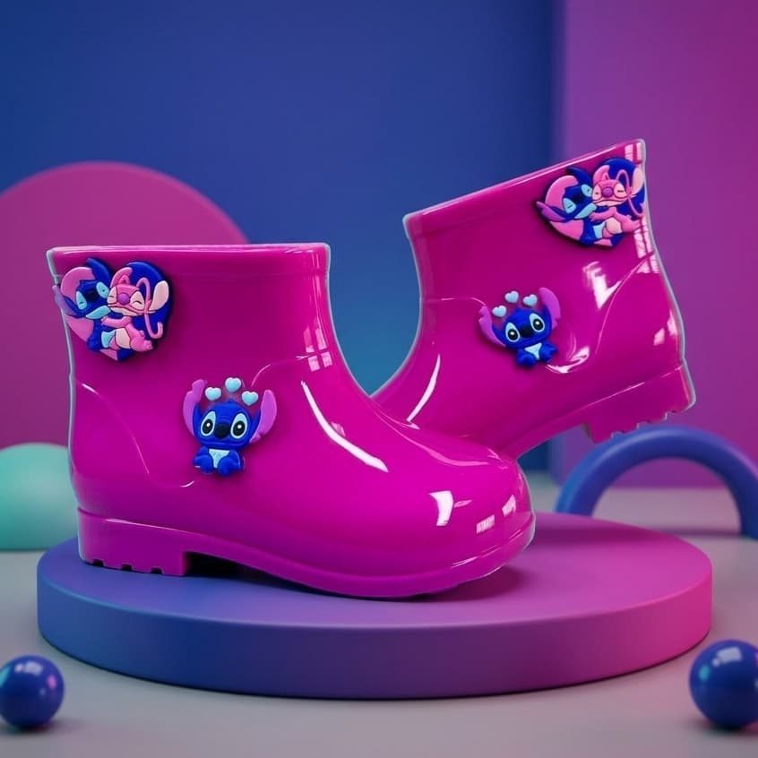 Bota Infantil Menina Galocha Infantil Impermeável Cano baixo Dia a Dia Moda Confortável