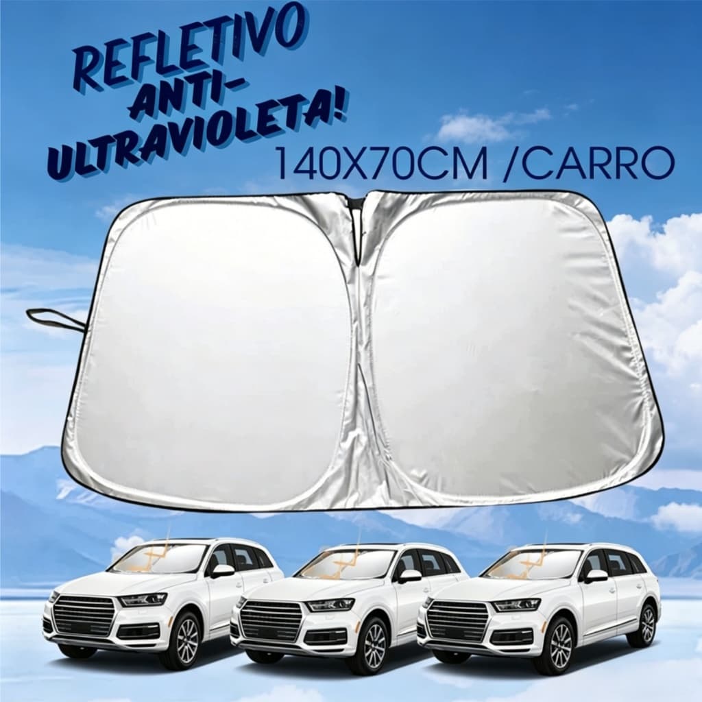 Protetor Solar Veicular para Parabrisa - Bloqueia Calor e Raios UV, Fácil de Armazenar