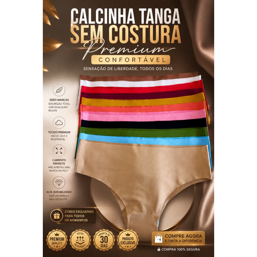 Calcinhas Tanga Confortável Leve Sem Costura 5 Unidades