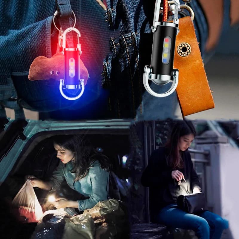 Lanterna de Chaveiro Portátil com Funções à Prova d'Água e Antichoque, Iluminação Mini Ultra Pequena