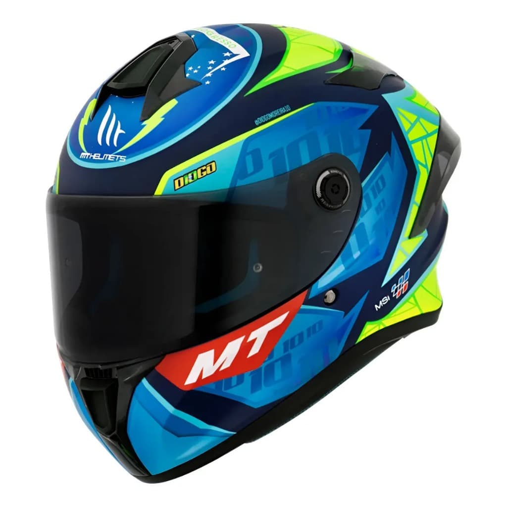 Capacete MT Helmets Targo S Diogo Moreira C7 Mate Fosco Fechado Esportivo Moto