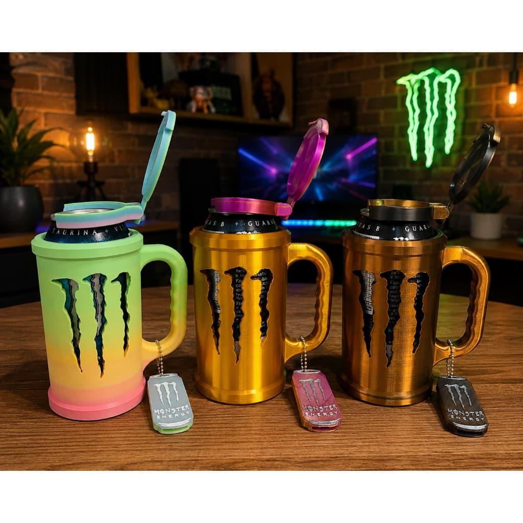 Porta Lata Monster 473ml com Tampa e  Abridor