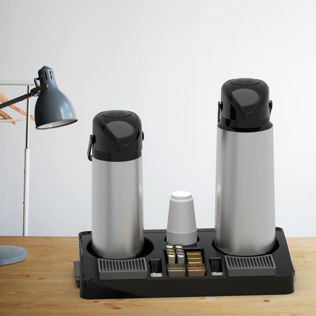 Bandeja com espaço para 2 Garrafas Térmicas Espaço Café Recepção com Armazenamento de Gotas