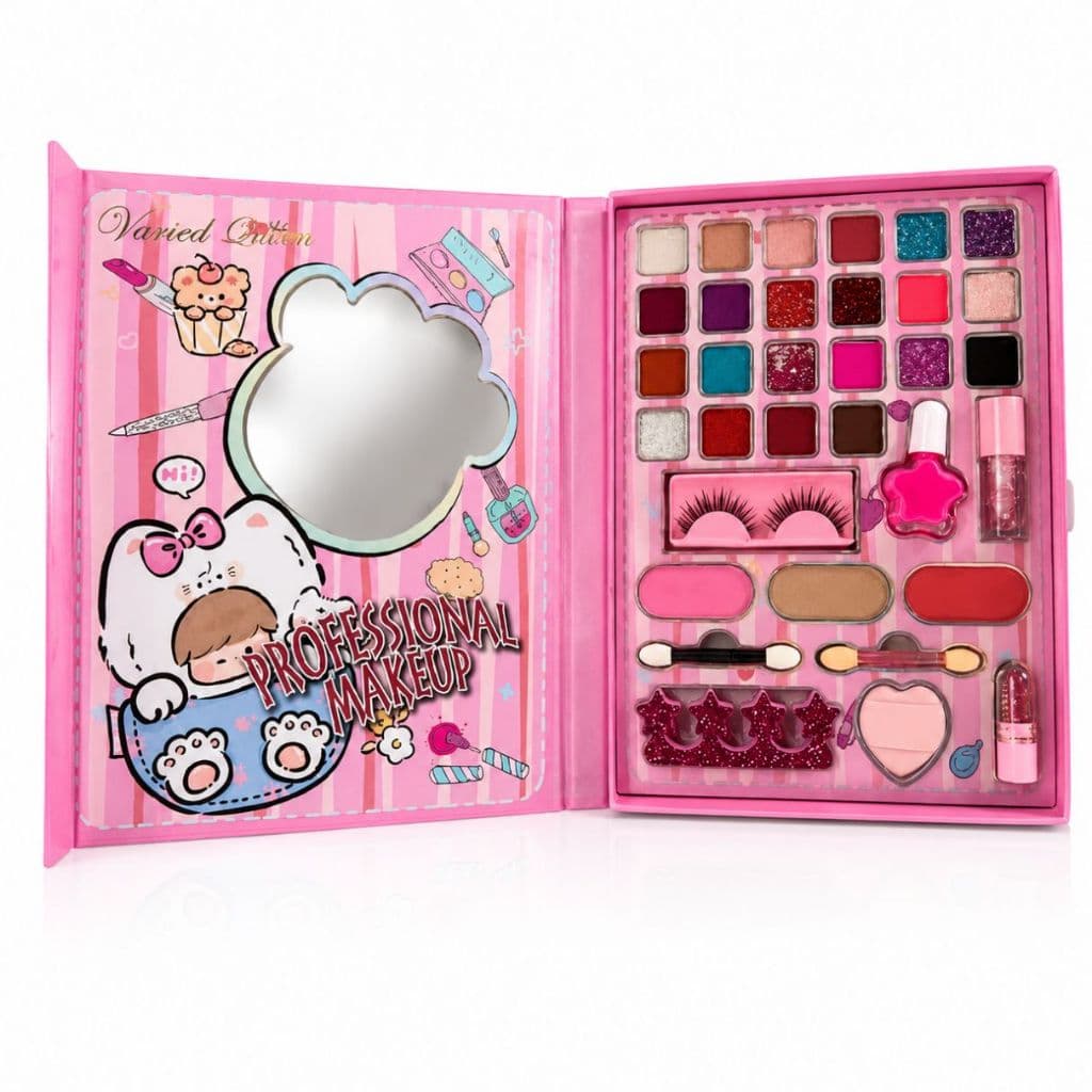 Kit Maleta Maquiagem Infantil com Sombra Batom Gloss Cilios
