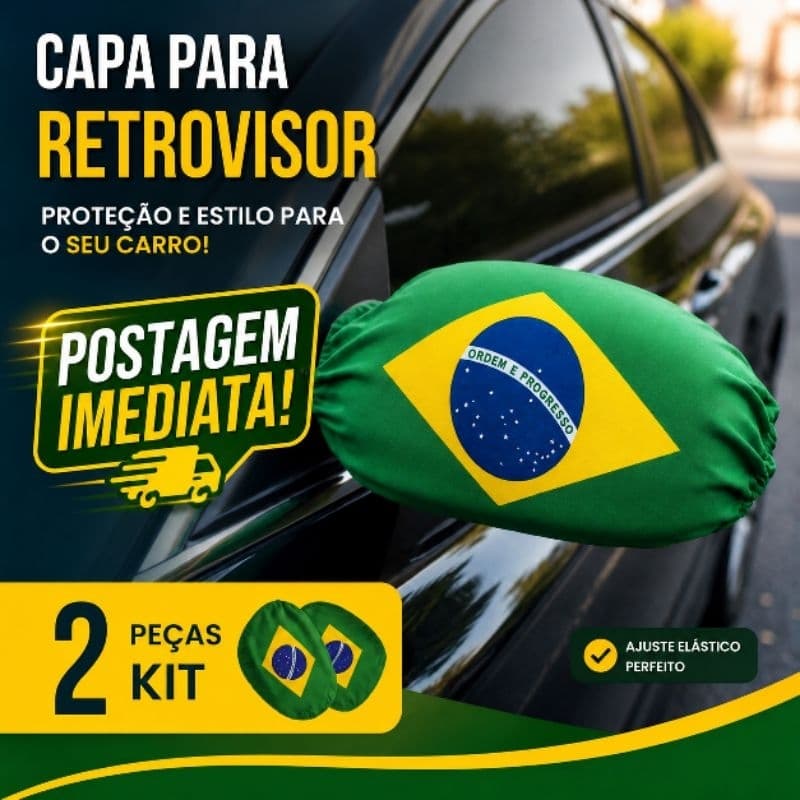 Capa Para Espelho Retrovisor Brasil 2 Unidades Tecido Carro Torcida Proteção Estilo