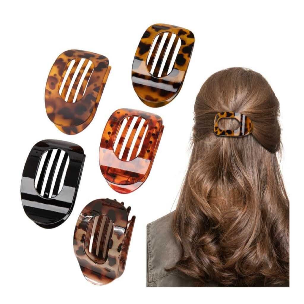 Garra De Cabelo Oval Fosca Com Estampa De Leopardo-Presilhas Coreanas-Acessórios Vintage-Clipe De Rabo De Cavalo Alto-Ch