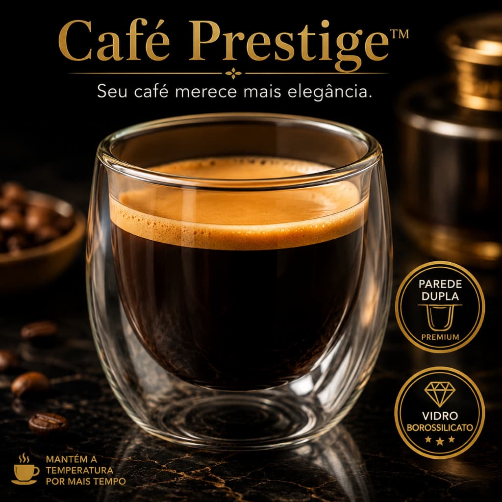 Conjunto Copos Térmicos Parede Dupla 250ml Vidro Borossilicato Café Chá Drinks Premium