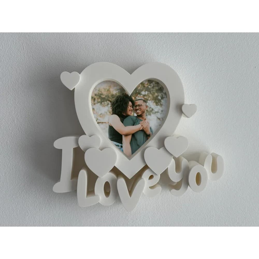 Porta Retrato Coração 3D I Love You | Presente Namorados Casal | Dia dos Namorados