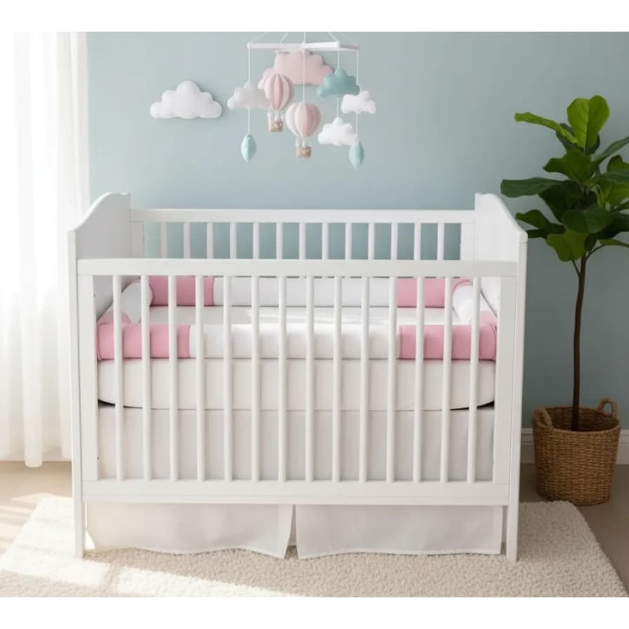KIT 4 ROLINHO DE BERÇO  NERVURA ROSA CLARO DECORATIVO