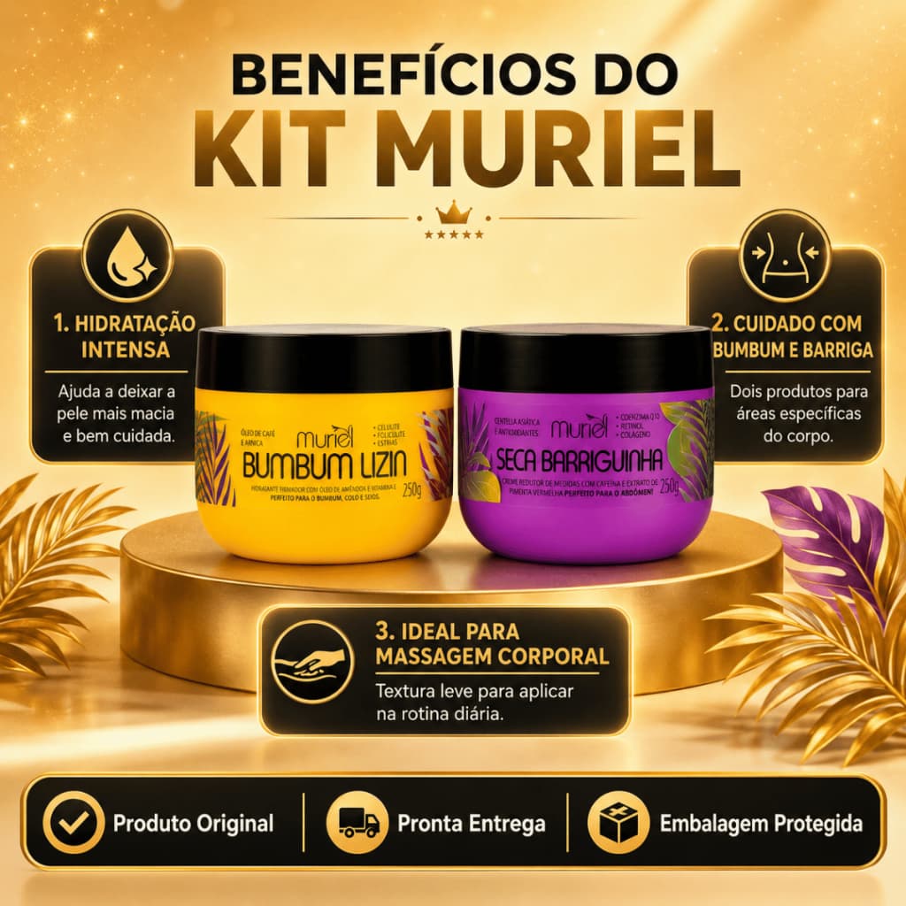 Kit Bum Bum Lizin Muriel + Seca Barriguinha Original Creme Firmador Redutor Medidas
