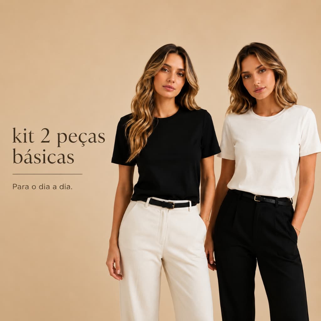 Kit 2 Blusas feminina manga curta colorida baby look