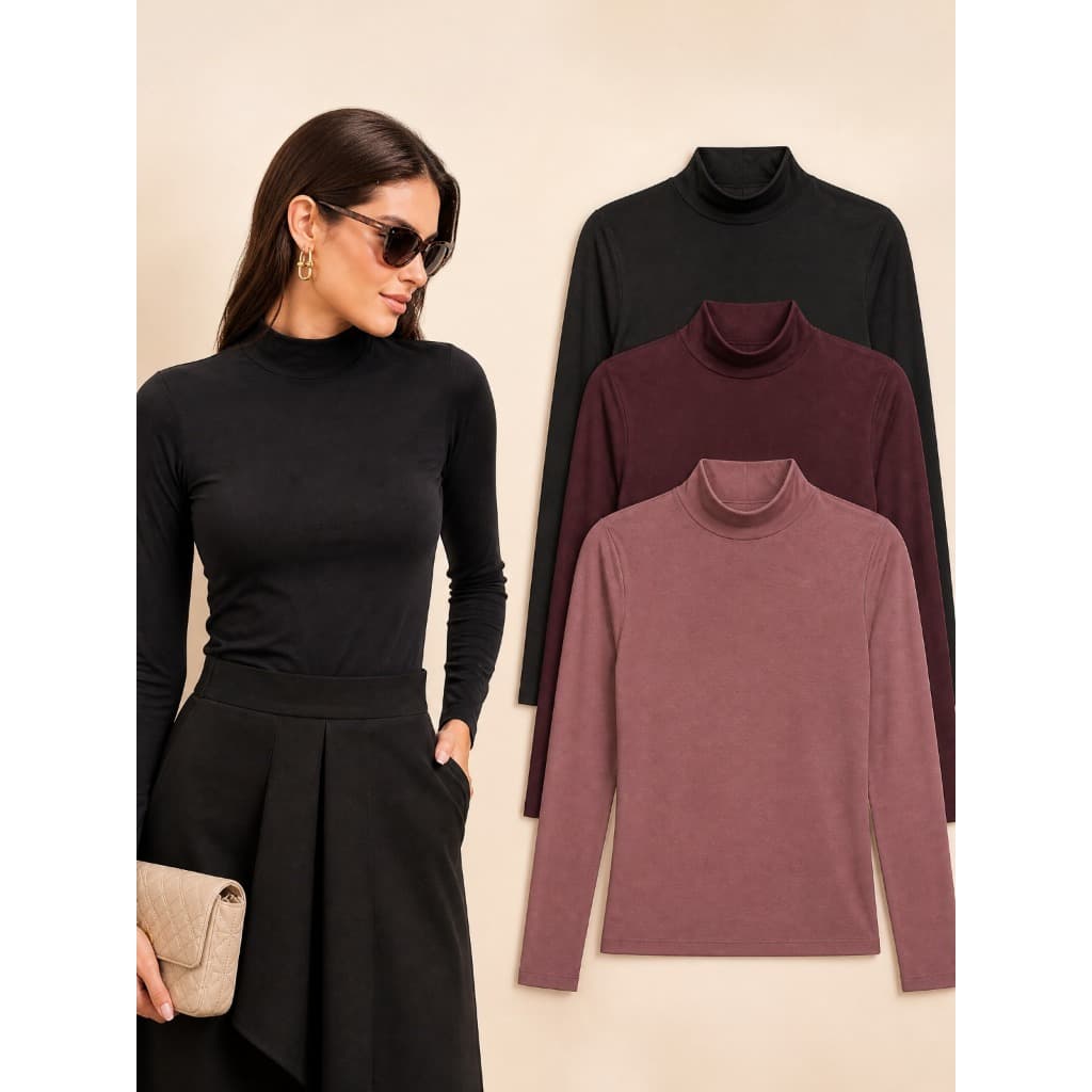 Blusa Manga Longa Segunda Pele Confort Luxo Viscolycra Cacharrel