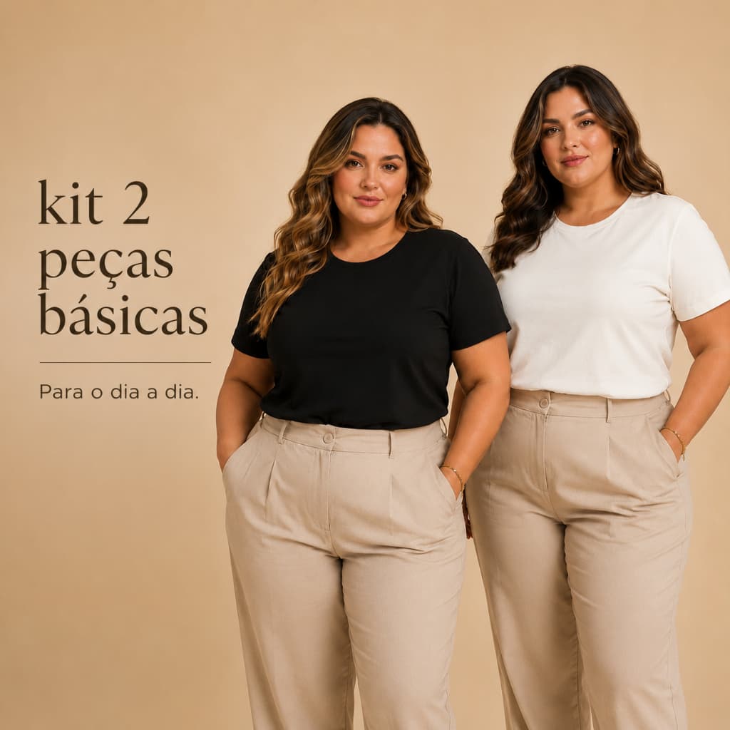 Kit 2 Camisetas Femininas Plus Size G1 G2 G3 Blusa Básica Gola Redonda Manga Curta T-shirt Tamanhos Grandes