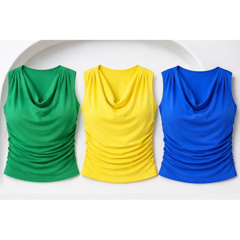 Blusinha Feminina Gola Boba Regata Franzida Suplex Premium Moda Verão