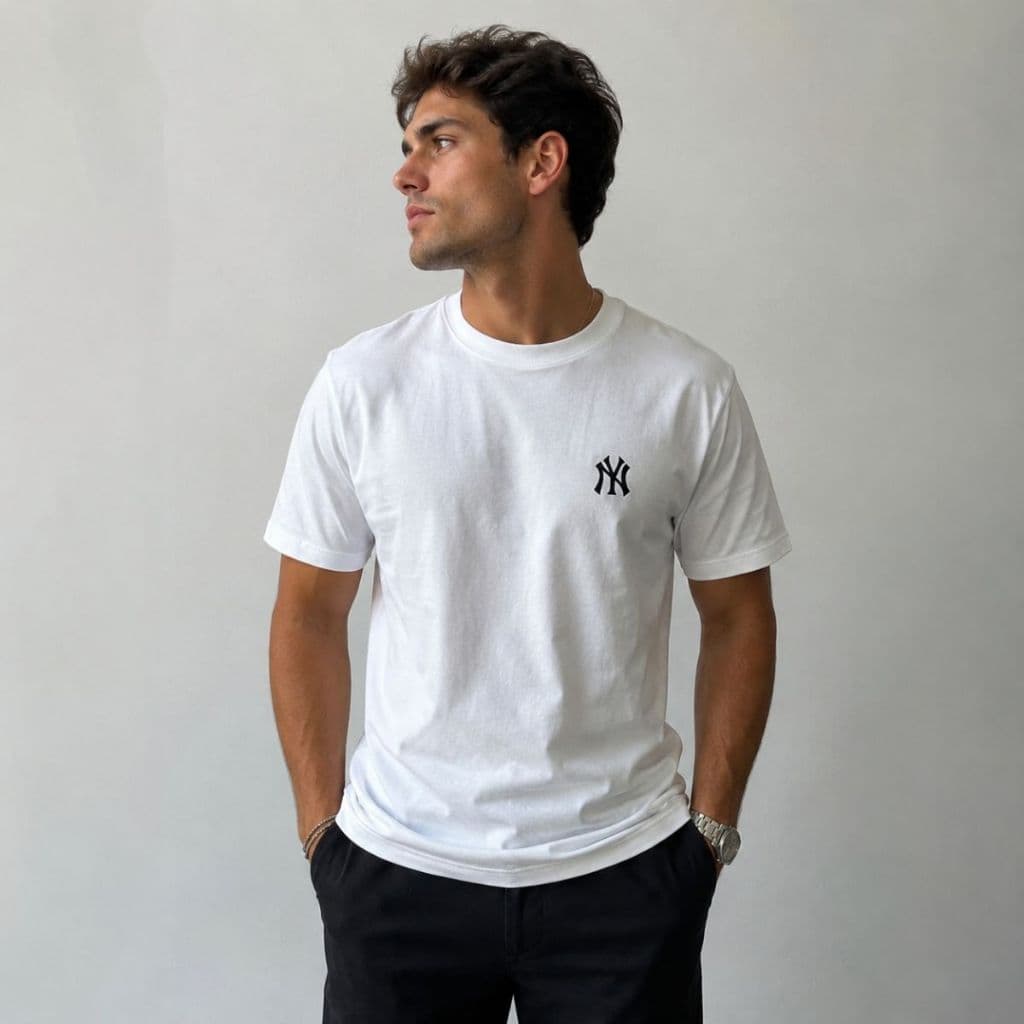 Camisa Camiseta Masculina NY Plus Size Sobreposto NEW YORK Gola Redonda Algodão Moda Basica Praia Verão