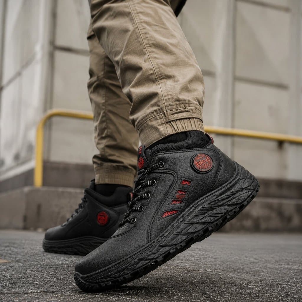 Bota Masculina Cano Baixo Confortável Antiderrapante Couro Sintético Resistente