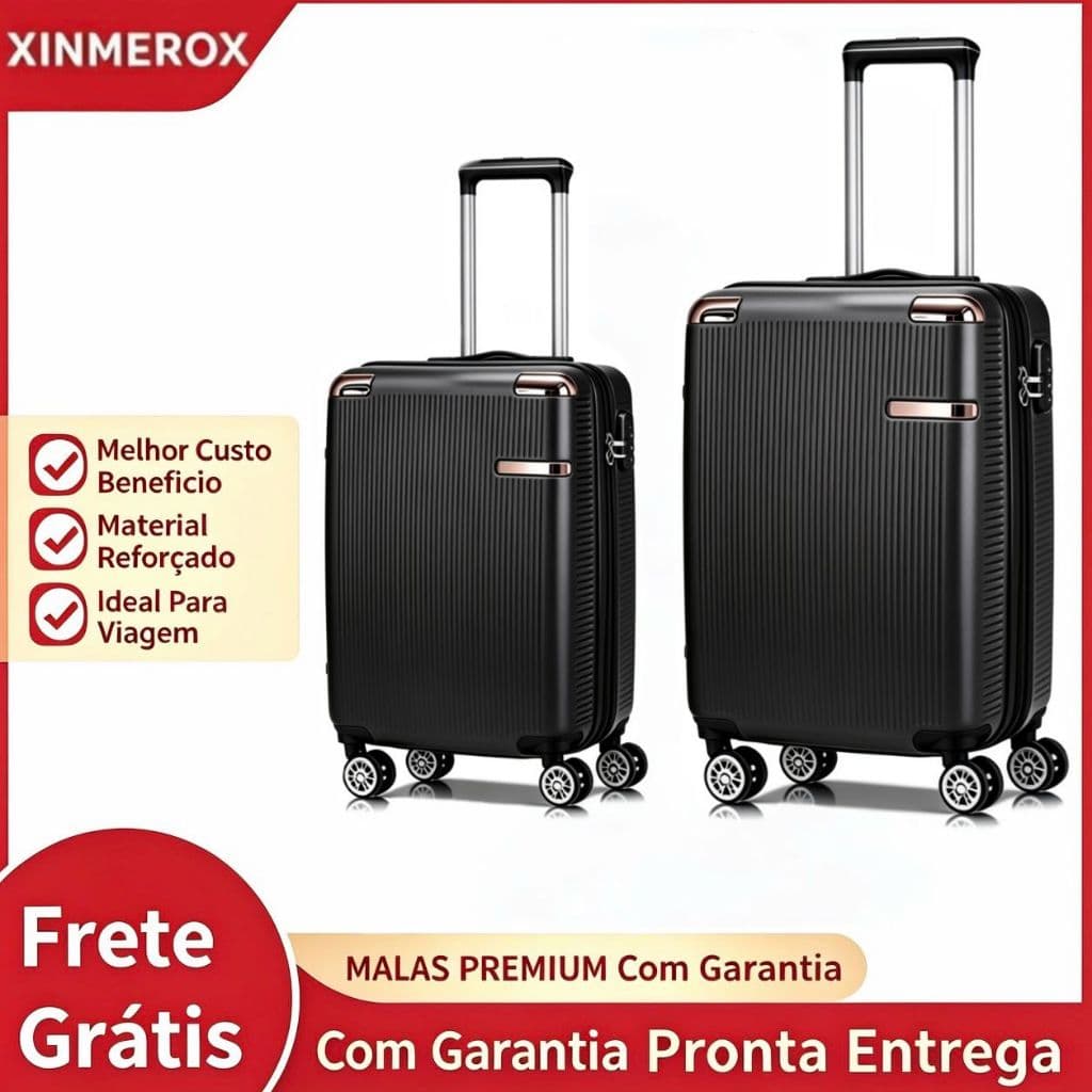 Kit Malas Pequena E Média Conjuntos Kit 2 Pm Rígida Rodinhas 360 Removíveis Com Zíper Extensível Abs