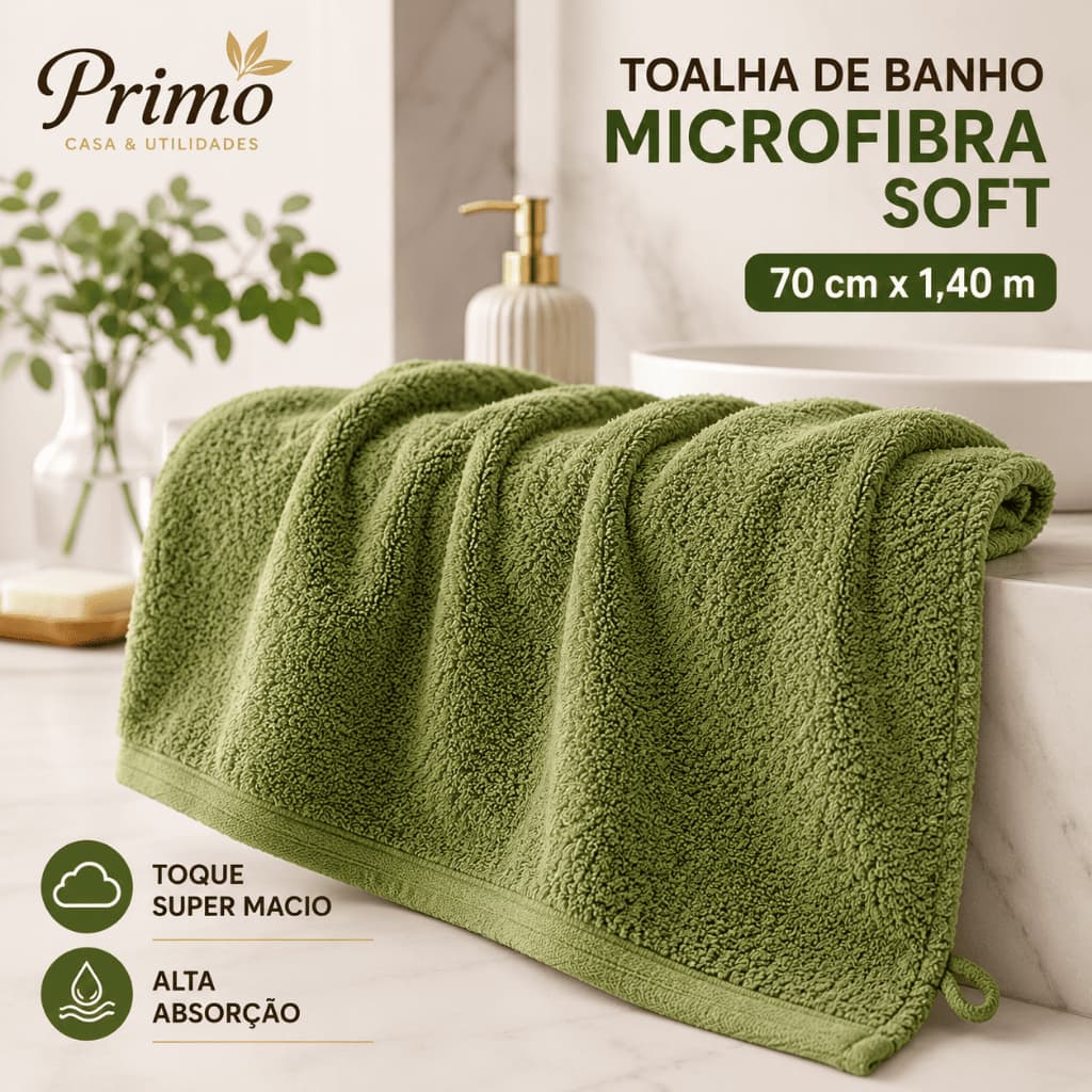 Toalha de Banho Microfibra Felpuda Soft 70x1,40m Super Macia Alta Absorção Secagem Rápida