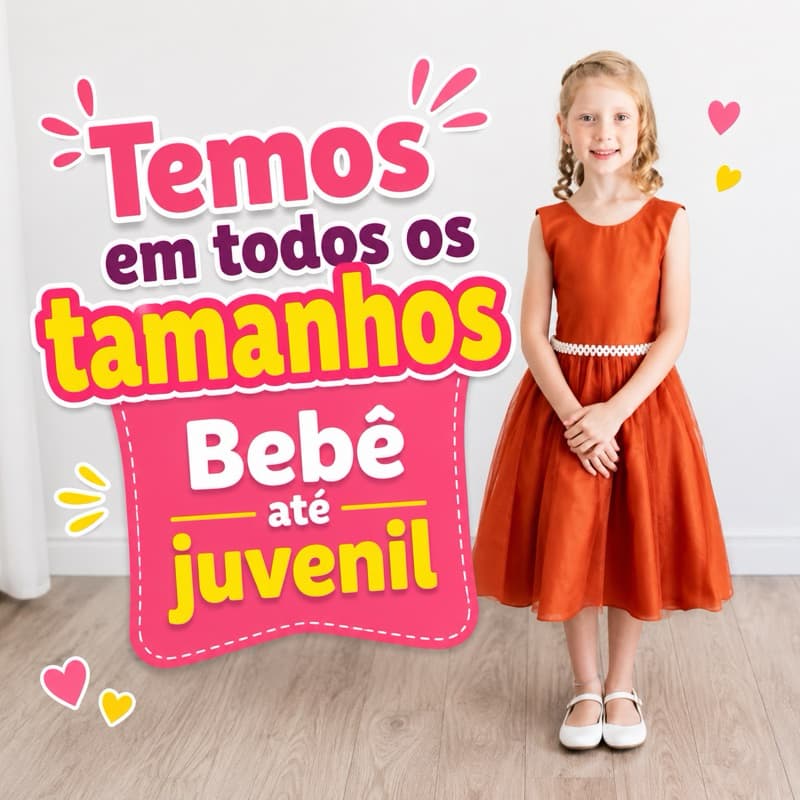 Vestido Infantil Terracota Midi com Tule Brilhante Forrado Festa  REF4223