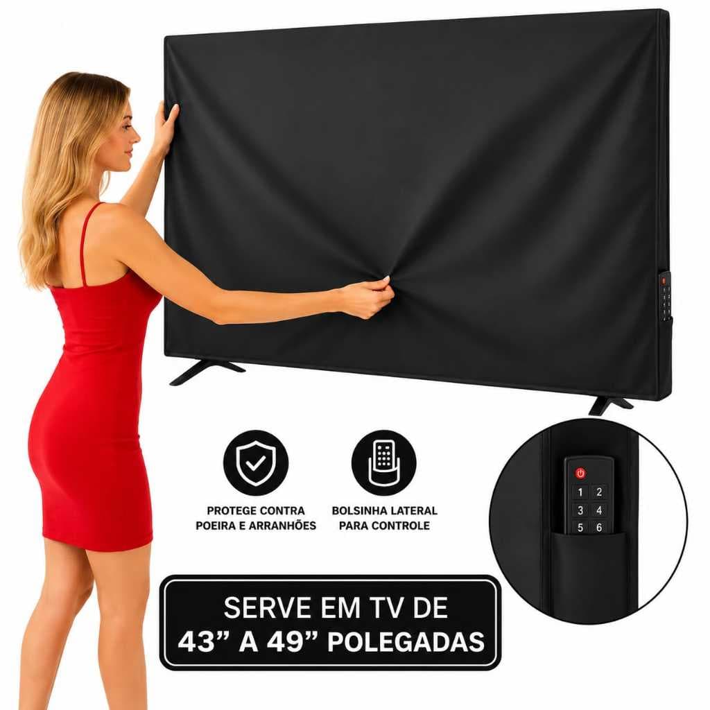Capa Protetora Para Smart Tv 43 A 49 Com Porta Controle