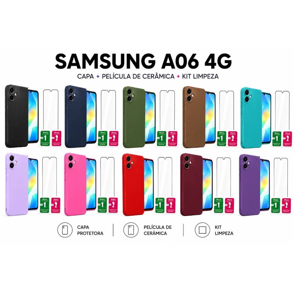 Samsung Galaxy A06 4G | Kit Capinha Premium + Película Cerâmica 9D
