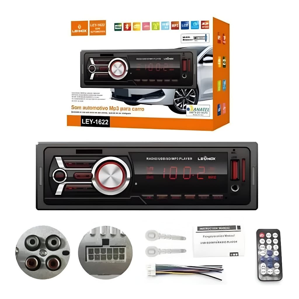 Rádio Bluetooth Similar Pioneer Comando de Voz Automotivo USB Som Mp3 ley-1622