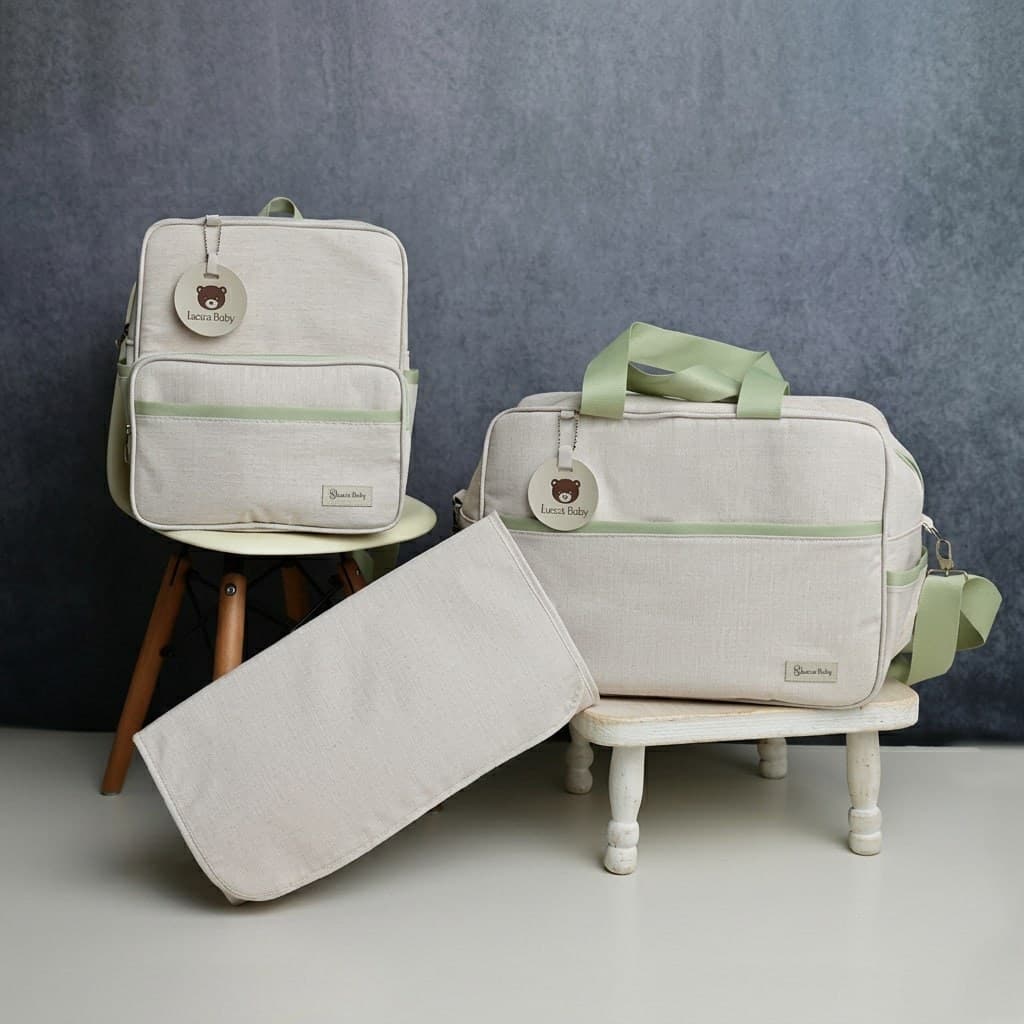 Kit Bolsa Maternidade Mala Mochila e Trocador 2 em 1 Ursinho