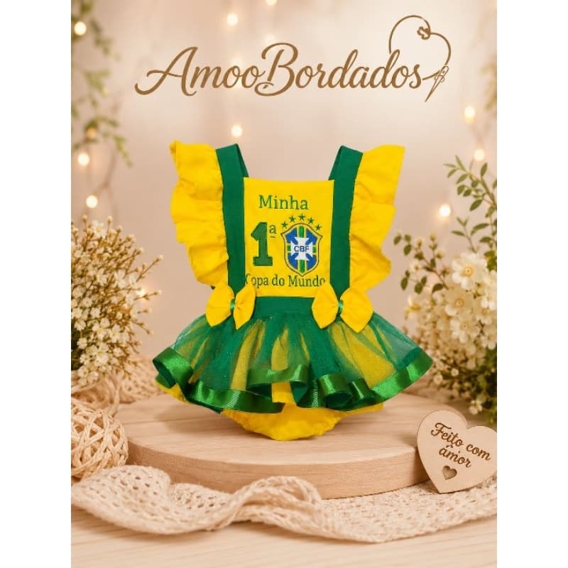 romper minha primeira copa do mundo,vestido minha primeira copa do mundo,romper do Brasil