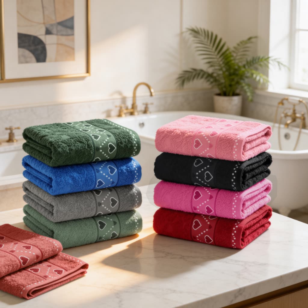 Toalha de Rosto Corações Jacquard 50cm x 70cm 100% Algodão