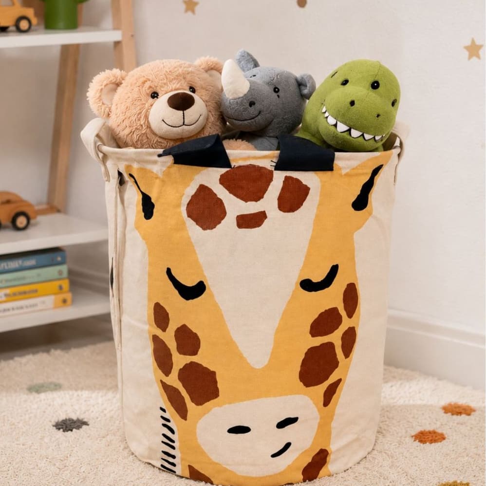 Cesto de Roupa Suja de Bebê Organizador de Brinquedos Decoração Quarto Infantil Lavanderia de Tecido