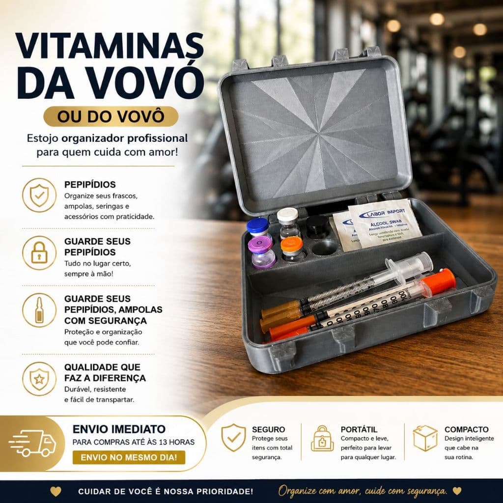CASE ORGANIZADORA PARA PEPTÍDEOS, AMPOLAS, SERINGAS E ACESSÓRIOS💉 VITAMINAS DA VOVÓ / DO VOVÔ 💉