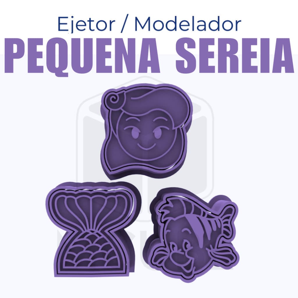 Kit com 3 Ejetores Modeladores para Docinhos e Brigadeiros - A Pequena Sereia - Ariel e Linguado