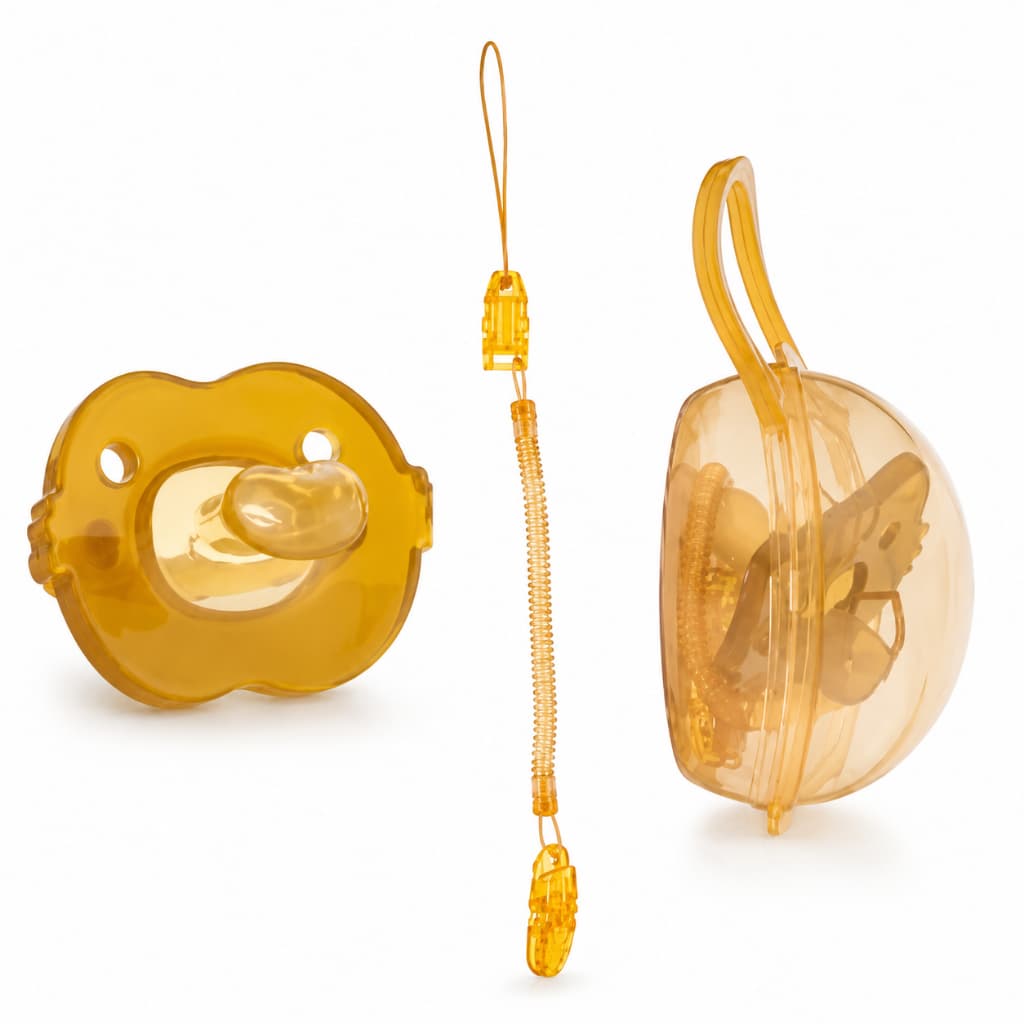 Kit Chupeta Anatômica de Silicone + Porta Chupeta + Prendedor Bebê Recém-Nascido Bico Ortodôntico