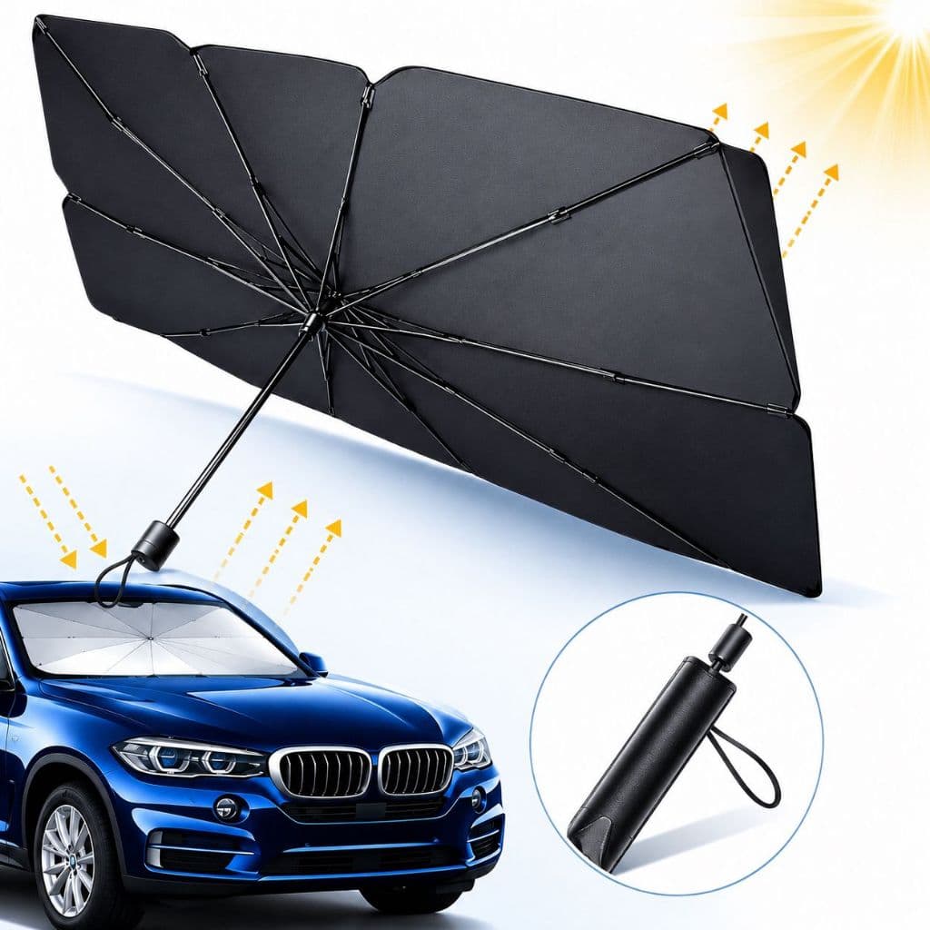 Guarda-Sol Automotivo para Parabrisa | Protetor UV Dobrável, Reflete Calor e Protege Interior do Carro
