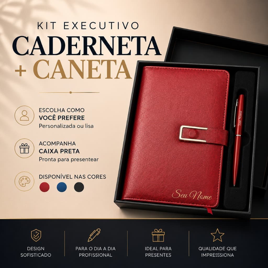Kit Executivo Personalizado Caderno e Caneta Com Nome Ou Sem| Caixa Dentista Advogado Pastor Premium