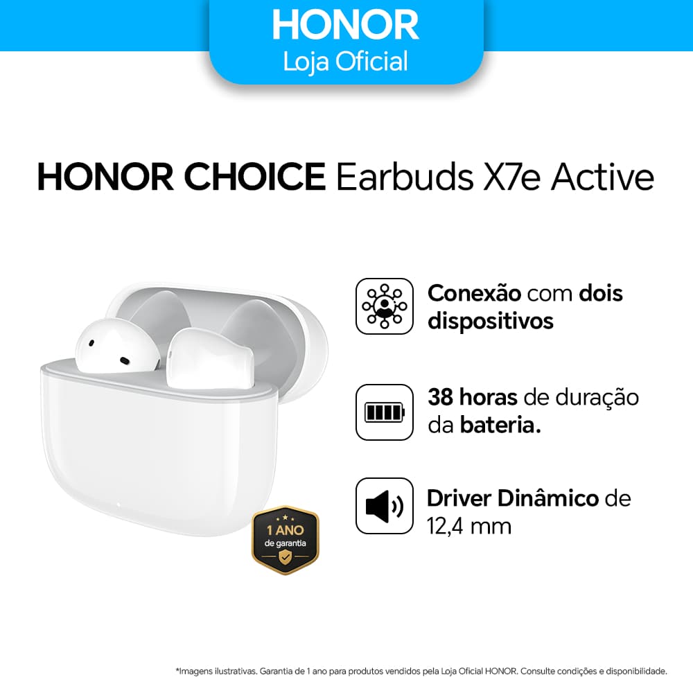 Fone De Ouvido Bluetooth Sem Fio Honor Choice X7e Active Conexão Dupla Bateria Longa 38h Original