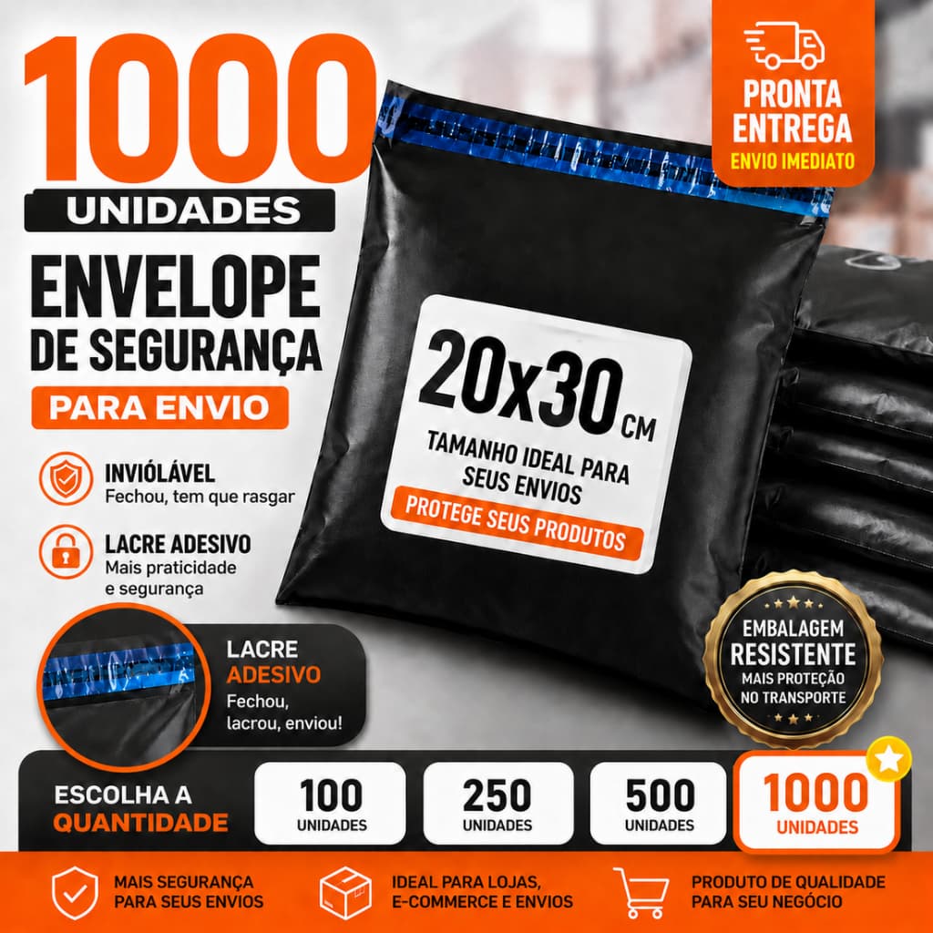 Kit 20x30 100/250/500/1000 Envelope De Segurança Embalagem Envio Tamanho 20x30