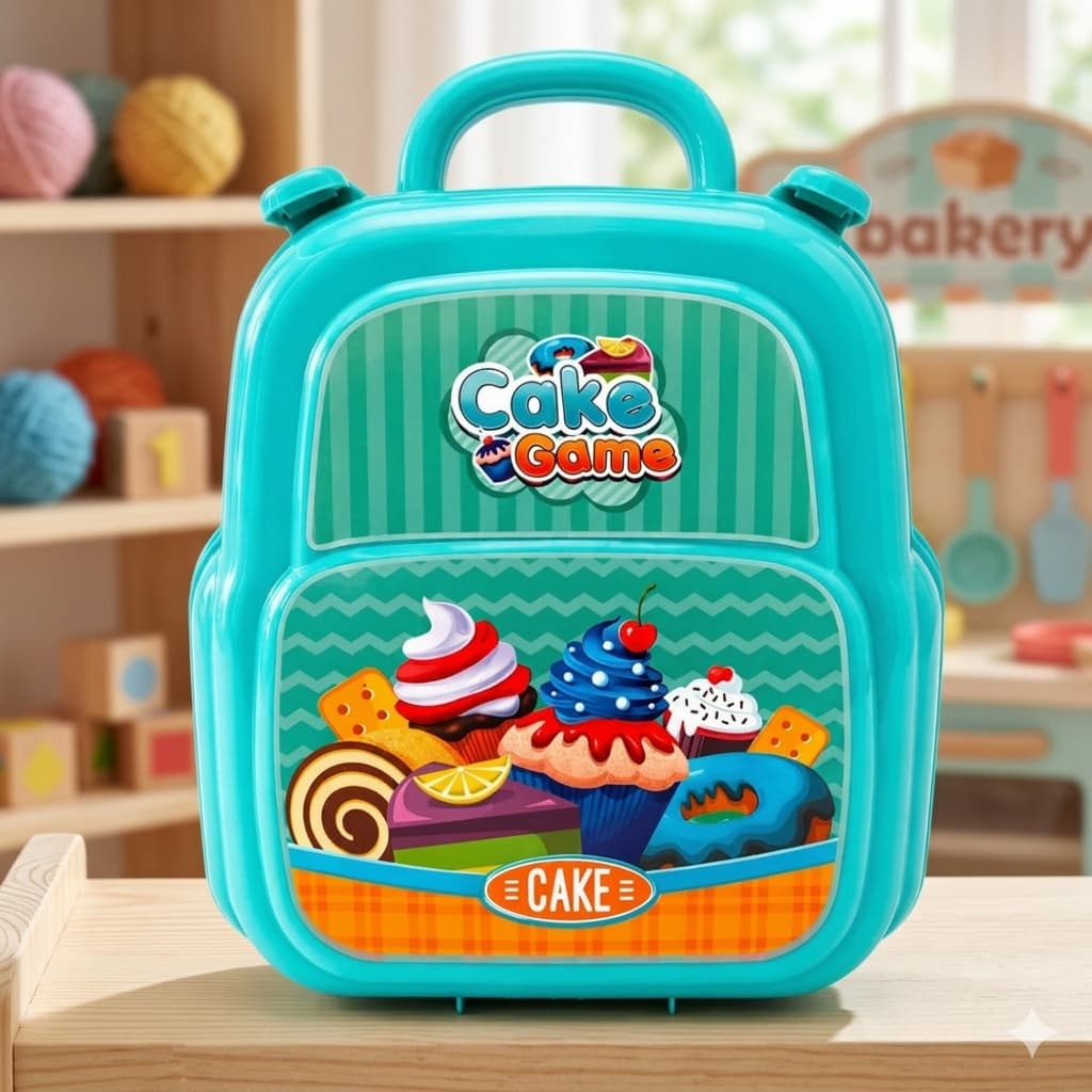 Maleta De Confeitaria Infantil 3 Em 1 Didática Cake Game Educativo Bolos E Doces Verde Água