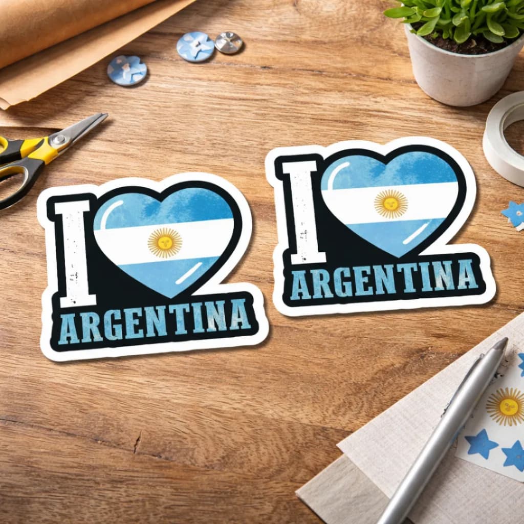 Kit 2 Adesivos I Love Argentina Vinil Prova D'água Carro